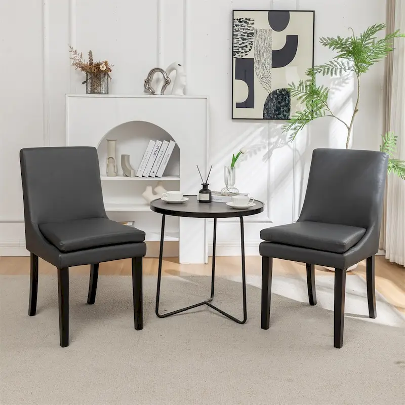 Modern Dining Chairs with Solid Wood Legs (Set of 2)