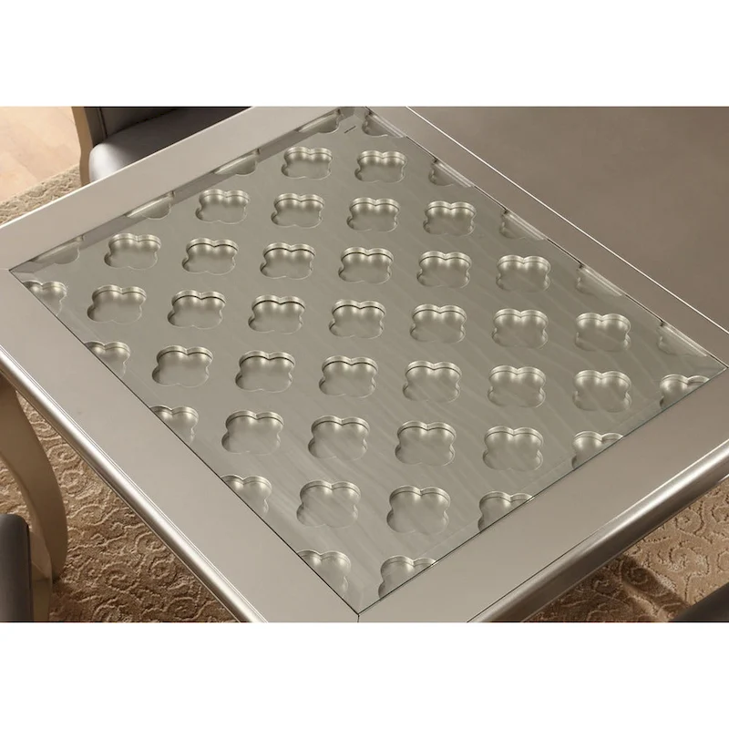 Tily Glam Gold Faux Leather Tufted 9-Piece Dining Table with Leaf Set by Furniture of America