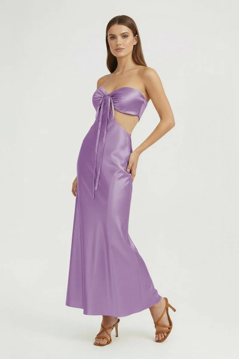 Aqua Strapless Sheath Satin Open Back Prom Dresses With Cutout