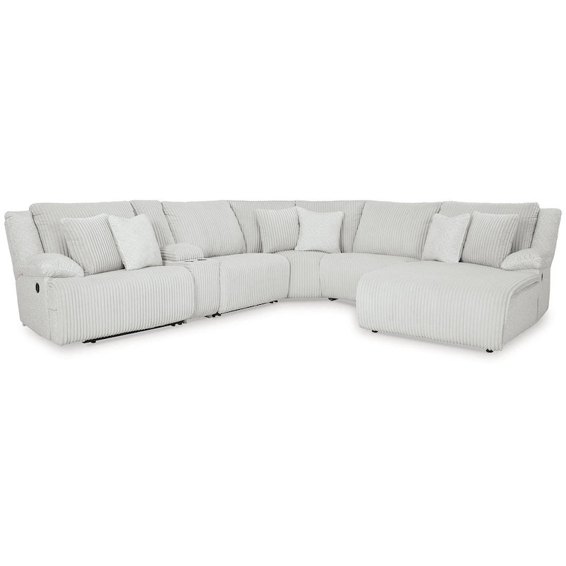 Signature Design by Ashley Top Tier Light Gray 6-Piece Reclining Sectional with Chaise - 149.5W x 132.5D x 40H