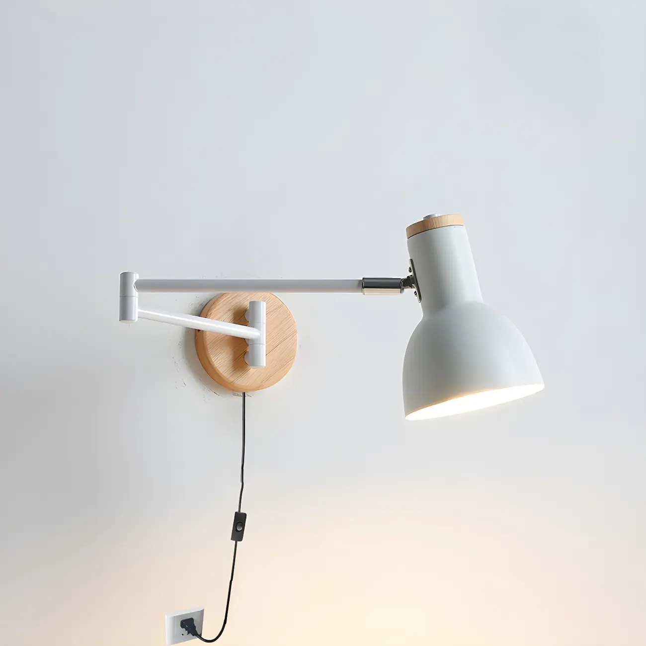 Modern White Adjustable Swing Arm Wall Light