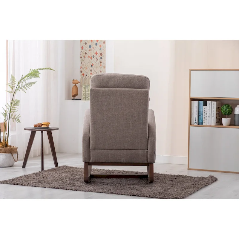 Modern 27 Upholstered Rocking Chair with Wood Legs and Side Pocket