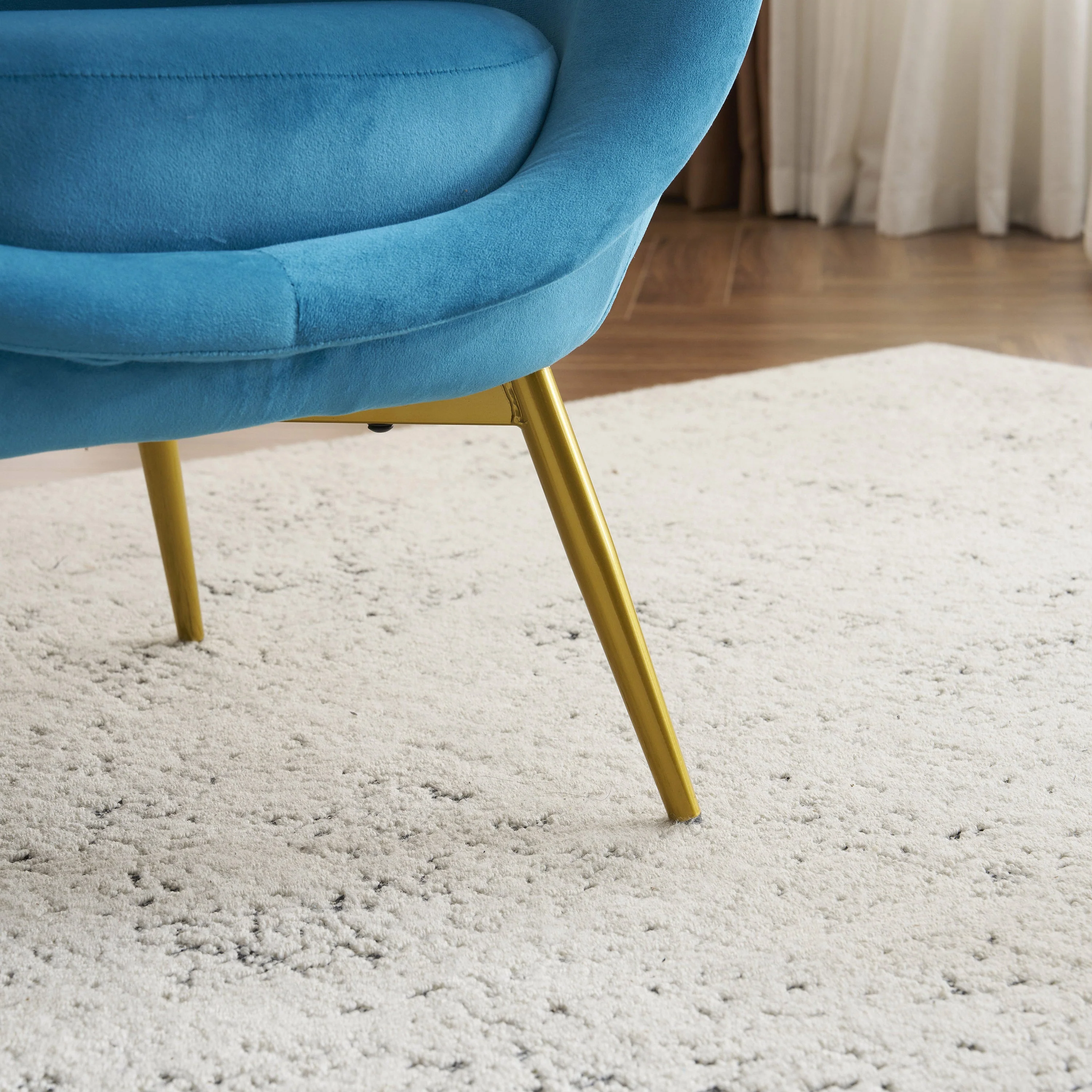 Modern Velvet Accent Chair with Gold Legs