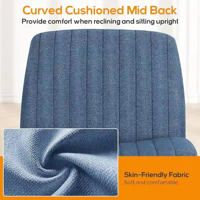 Wide Armless Swivel Desk Chair with Wheels