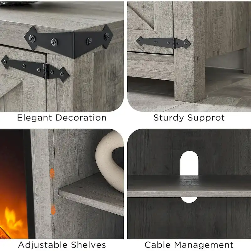 Farmhouse Fireplace TV Stand, Rustic Entertainment Center