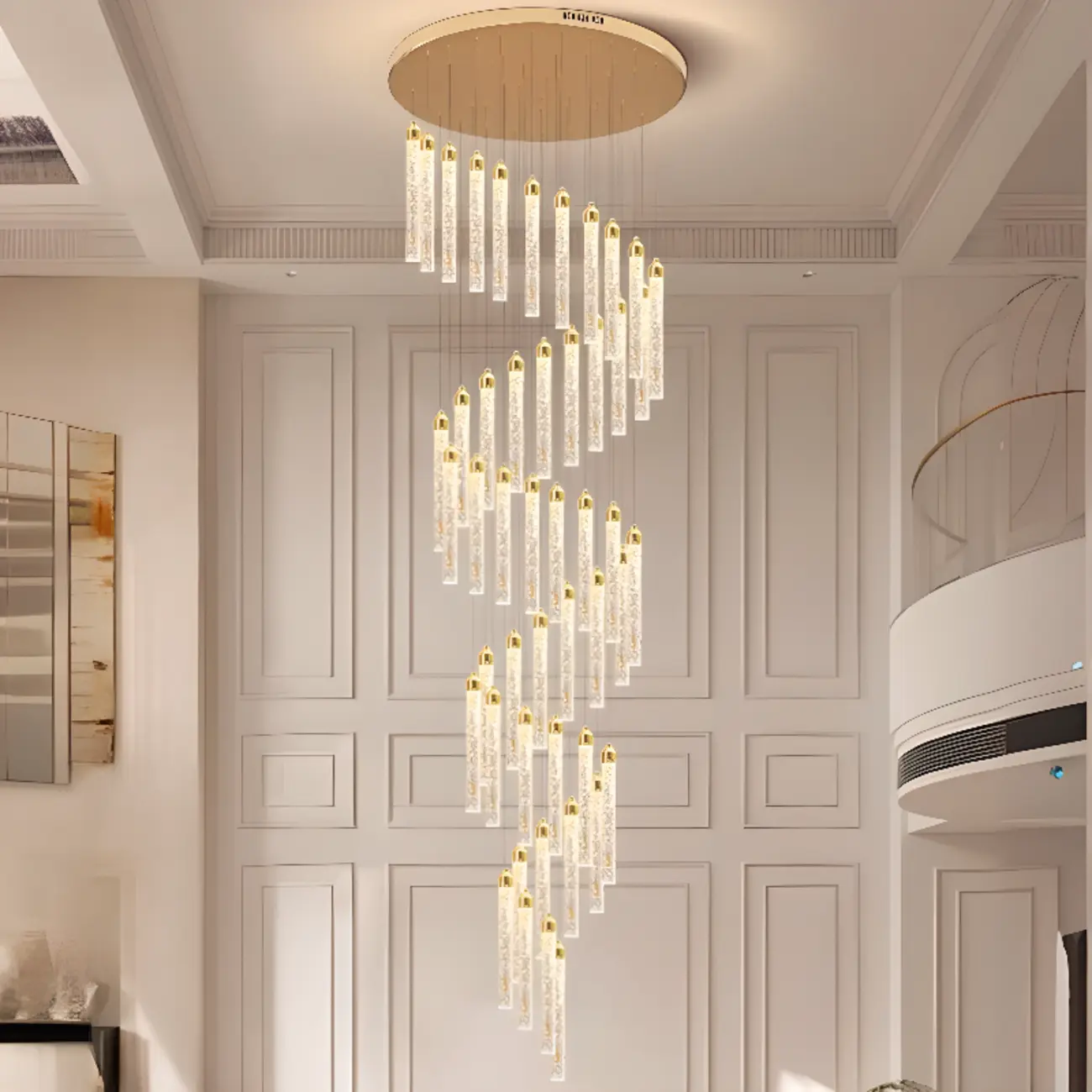 Modern Spiral Crystal Gold LED Chandelier Pendant Light