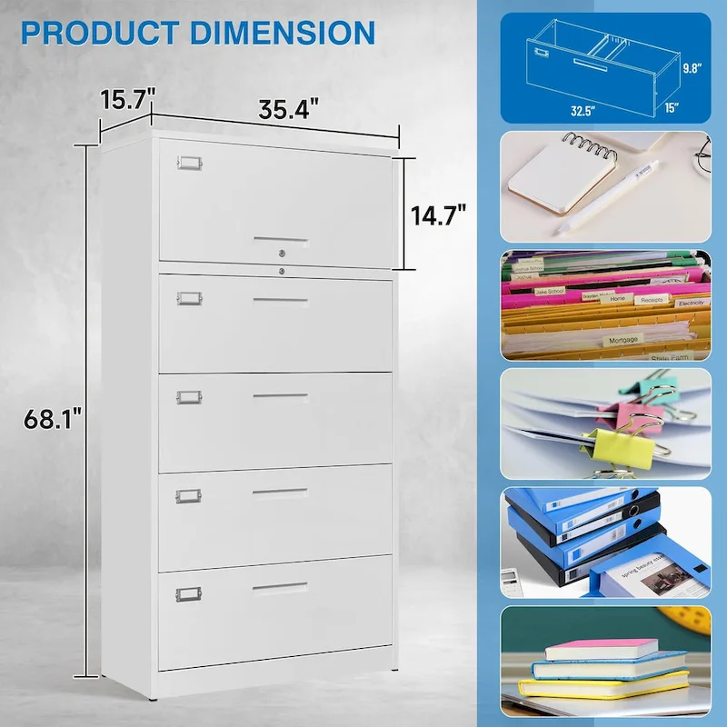 4-Drawer Lateral File Cabinet with Lock