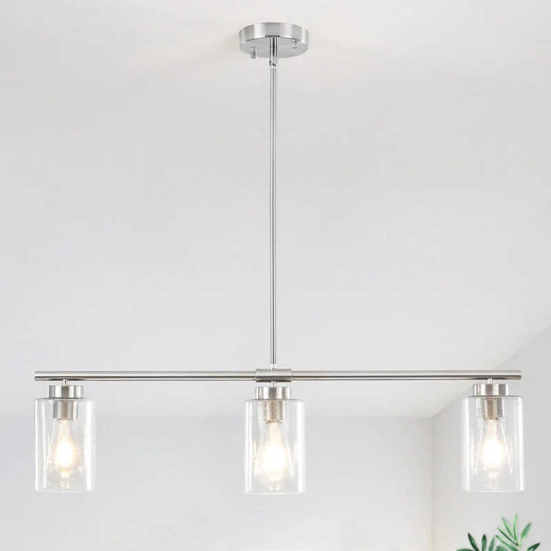Modern Linear Ceiling Hanging Pendant Light With Adjustable Height for Living Room, Foyer - N/A