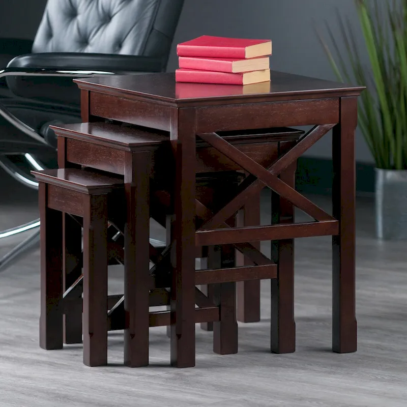 Xola 3-Pc Nesting Tables, Cappuccino - 21.1  W x 17.3  D x 22.1  H.