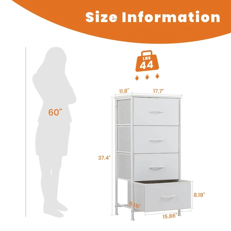 4-Drawers Dresser with Metal Frame and Wood Top