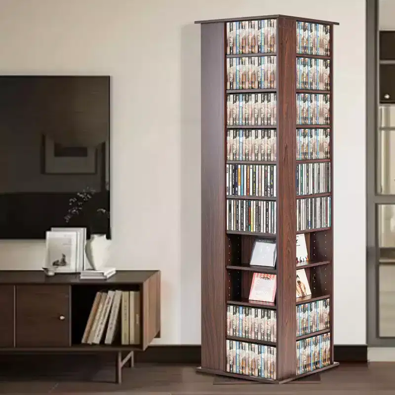 VEVOR Media Storage Cabinet, Rotating Media Tower, Holds up to 1040 CDs, Protects & Organizes Music, or Memorabilia Collections- Espresso