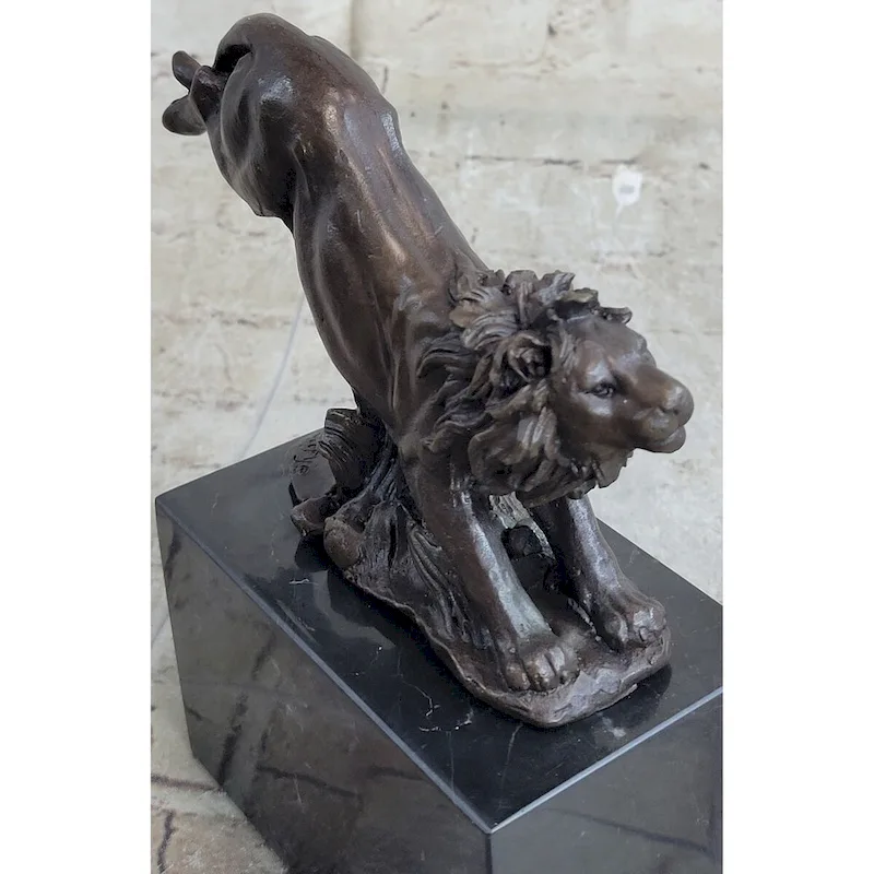 Hot Cast Jumping Imitative Lion By Barye French Animal Artist Bronze Sculpture Figurine Nr