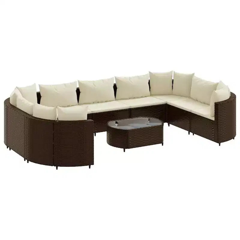 vidaXL Patio Sofa Set with Cushions Garden Furniture 10 Piece Poly Rattan