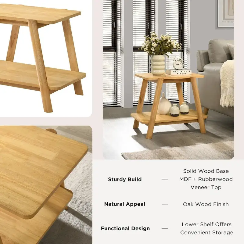 Mid-Century Wood Shelf Coffee Table