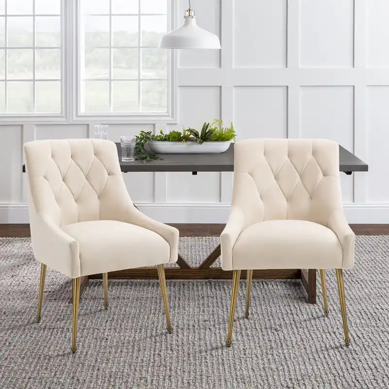 Tufted Velvet Upholstered Accent Dining Chairs Side Chairs (Set of 2)