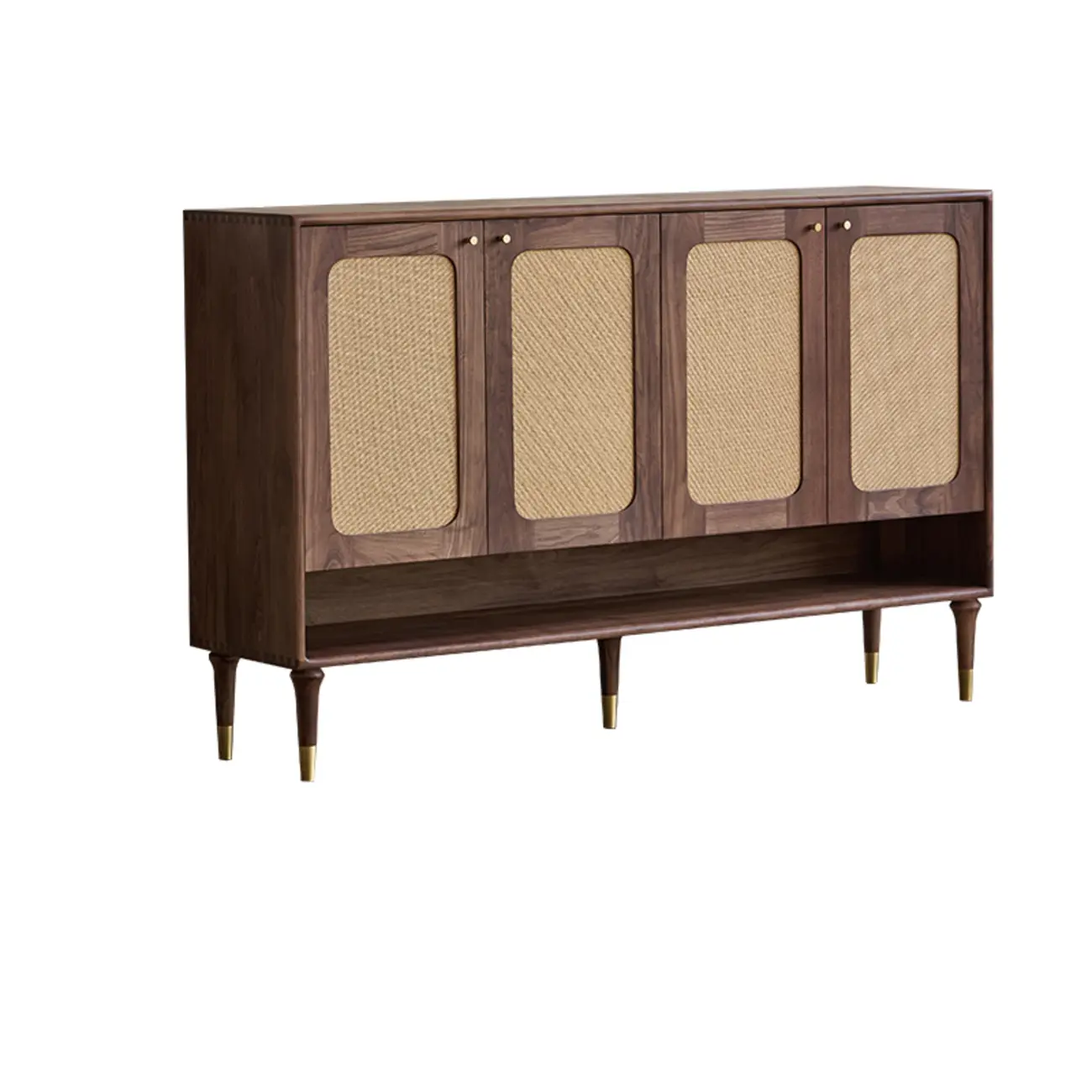 Bohemian Brown Solid Wood Entryway Shoe Cabinet