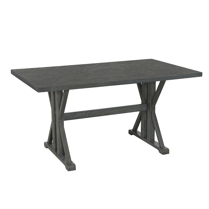 Farmhouse Style 6-Piece Dining Table Set with 4 Upholstered Dining Chairs and Bench