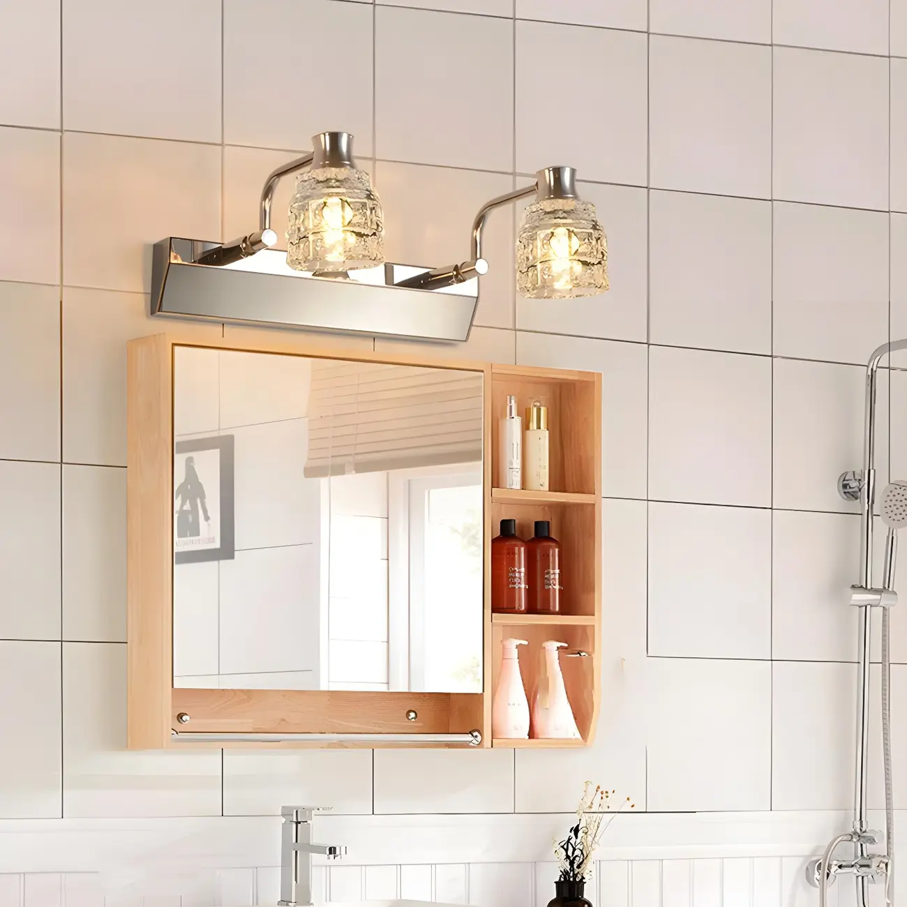 Modern Chrome Crystal Bathroom Vanity Light