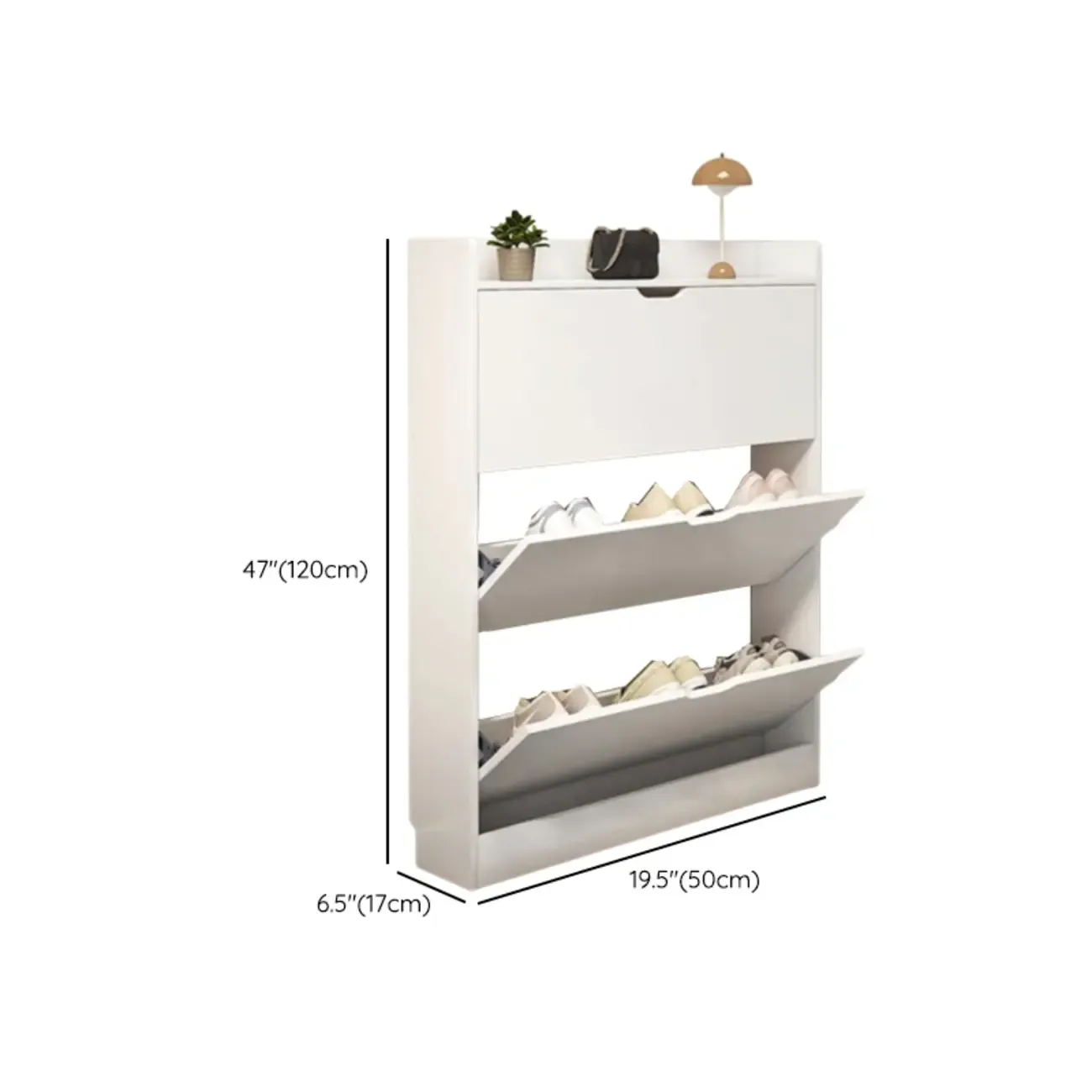 Entryway Modern Wood Shoe Cabinet with Flip-Out Drawer
