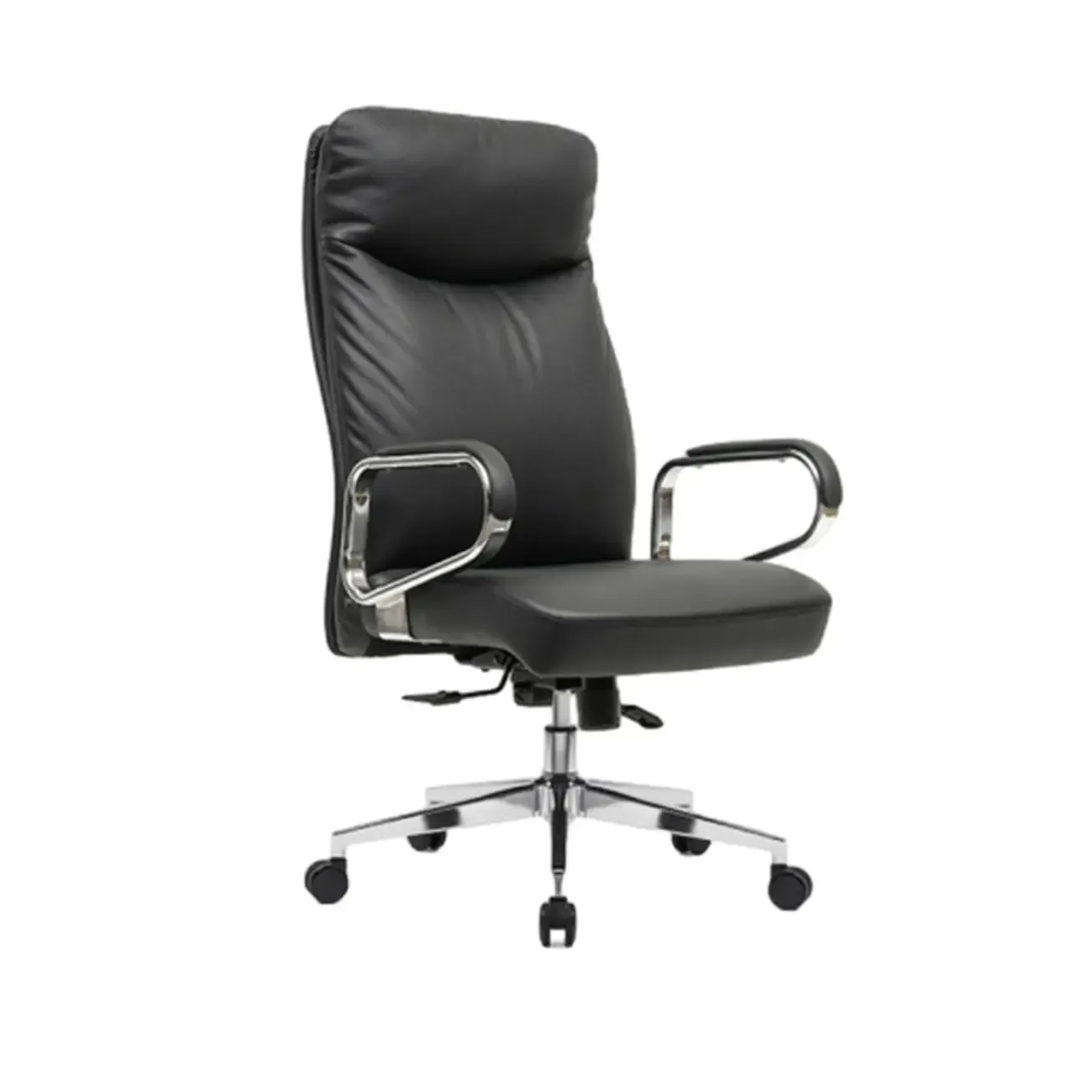Modern Black Leather Upholstered Adjustable Swivel Office Chair