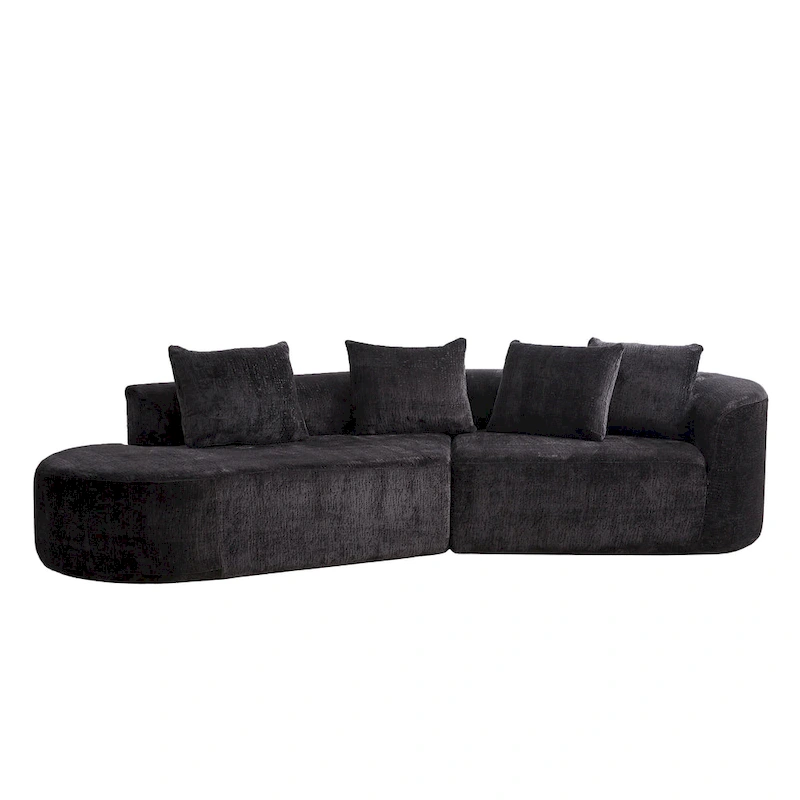 114 Chenille Cloud Sectional Sofa with Extra Deep Seating, and 4 Throw Pillows & No-Assembly Design