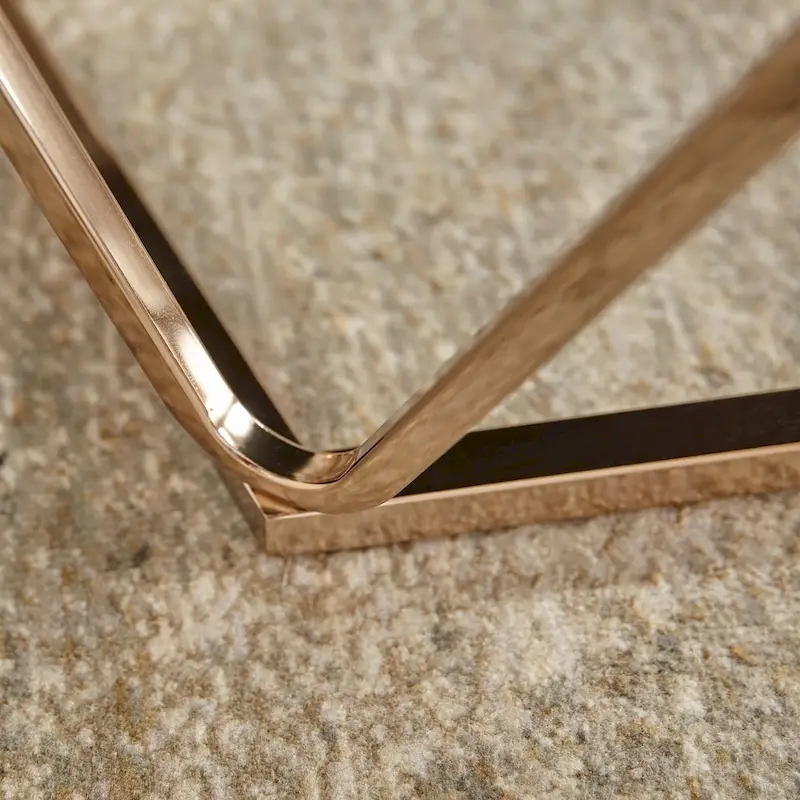 SEI Furniture Henderson Modern Faux Marble Round Coffee Table with Gold Geometric Base