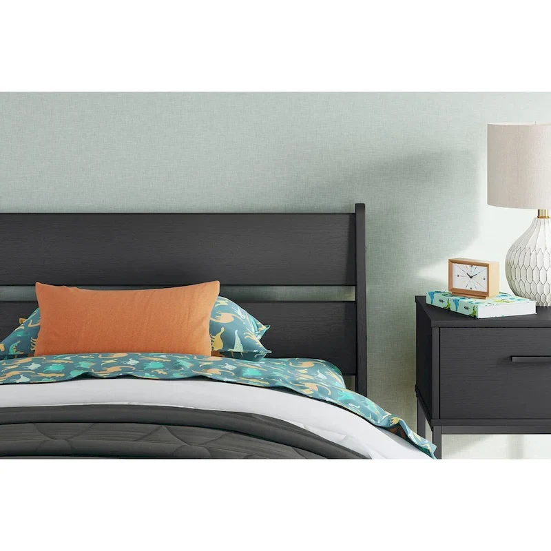 Socalle Black Panel Headboard with Dresser and Nightstand
