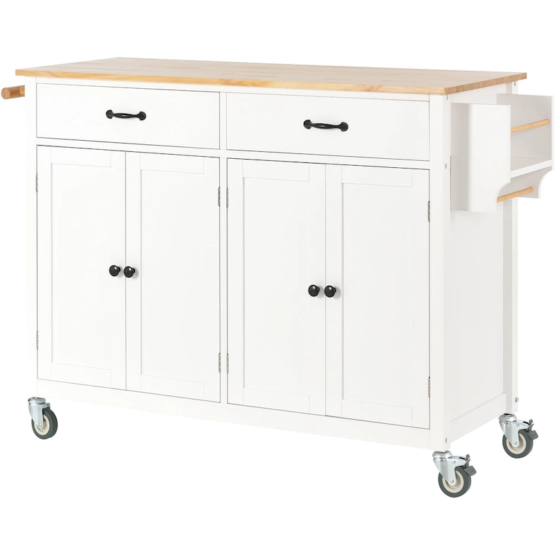 Homestyles Kitchen Island Finish with Wood Top Kitchen Cart
