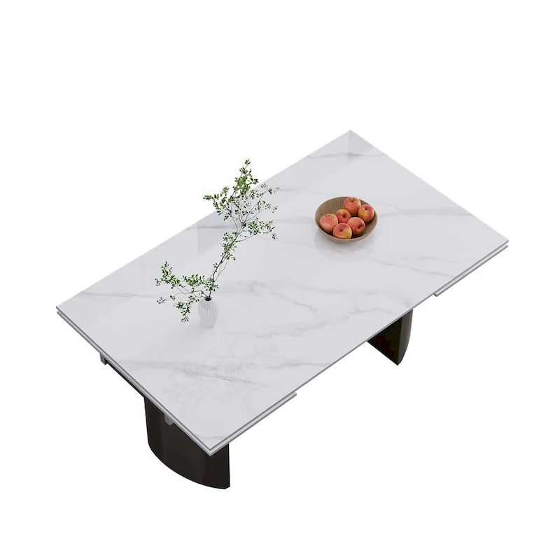 9 - Piece 94.48 Extendable Sintered Stone Dining Table with 8 Chairs Dining Set