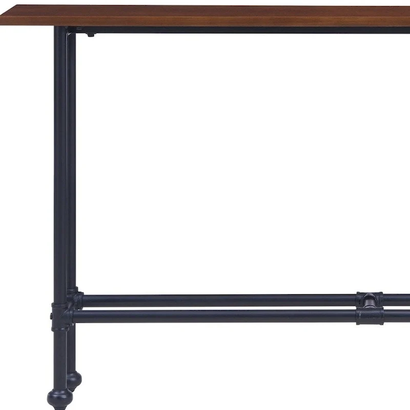 Espresso Wood Rectangular Console Table with Black Metal Base - 56 L x 8 W x 30 H