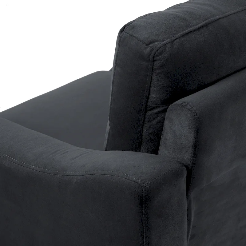 Black 76.7 Velvet 3-seater Sofa with Hardwood Frame and High-Density Foam