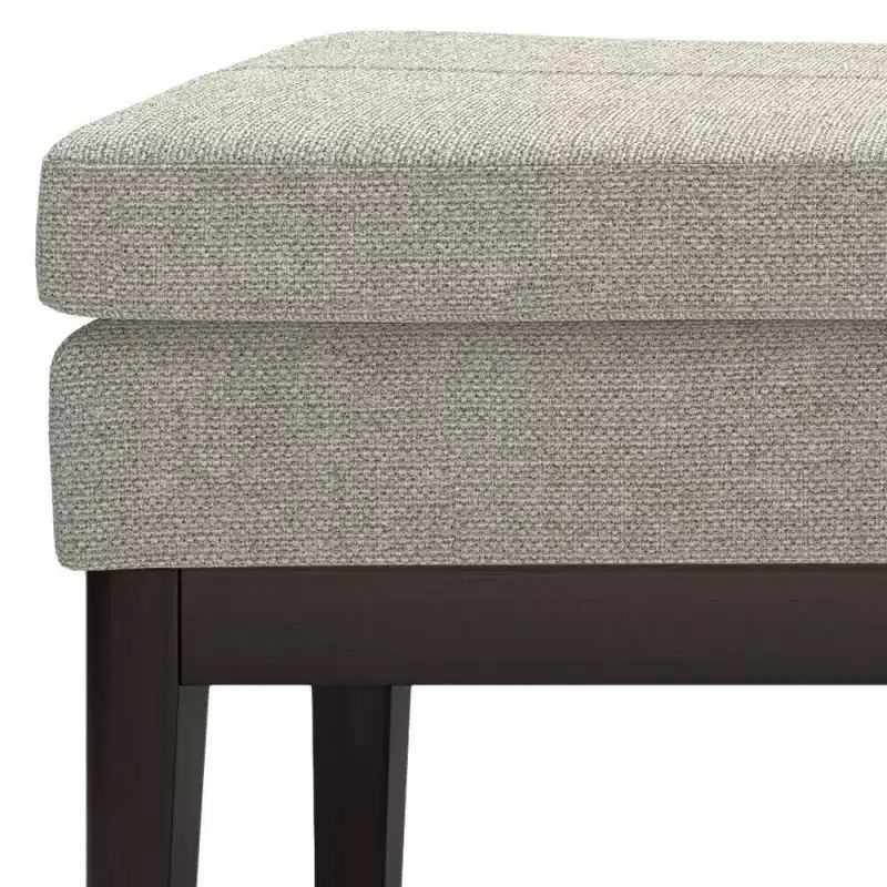 Distressed Saddle Brown / Greige Mid-Century Rectangle Ottoman Bench, Seats 2