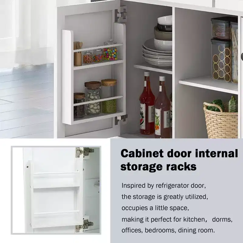 Whisen Modern Kitchen Island with Spice Rack and Towel Holder
