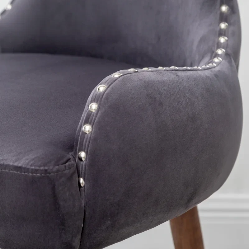 Gray 23  Polyester Upholstered Accent Chair with Rubberwood Legs
