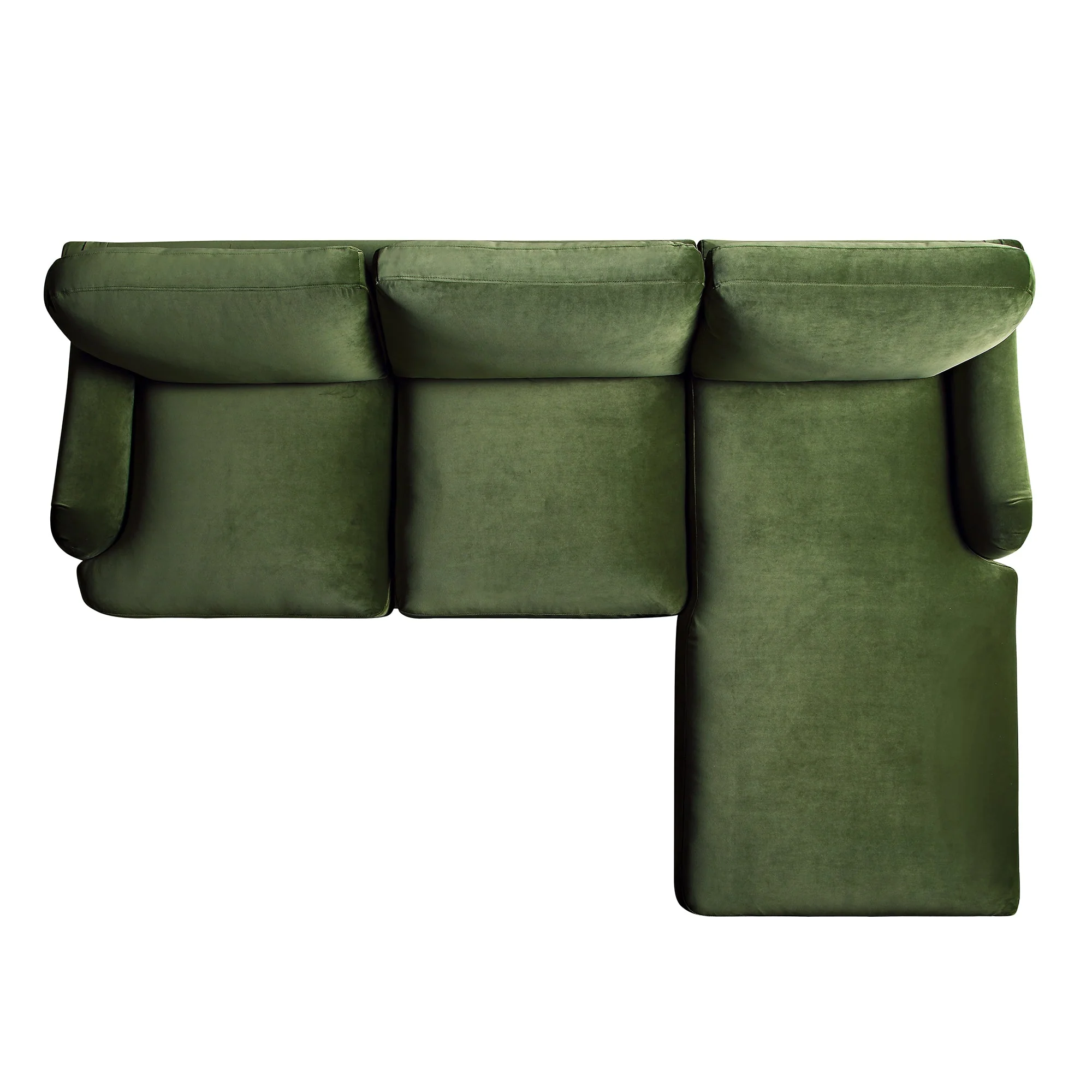 Fern Green Velvet Sofa, Grande Chaise Sofa Right Hand Facing