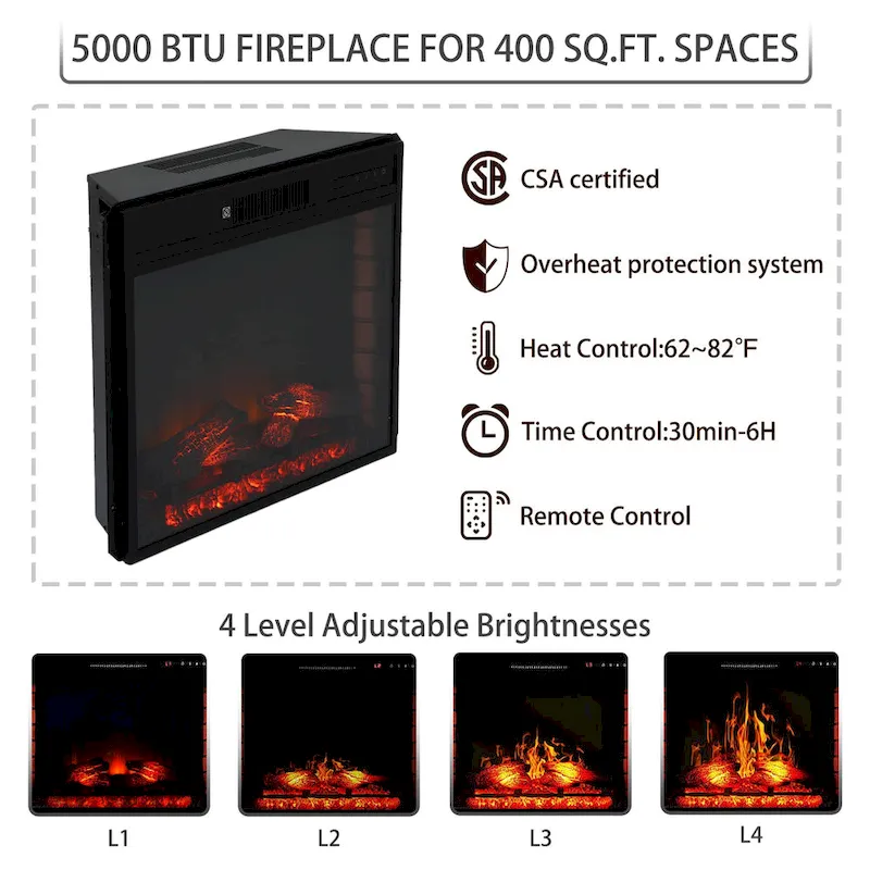 70 Wood Classical Fireplace TV Stand with 28 Electric Fireplace
