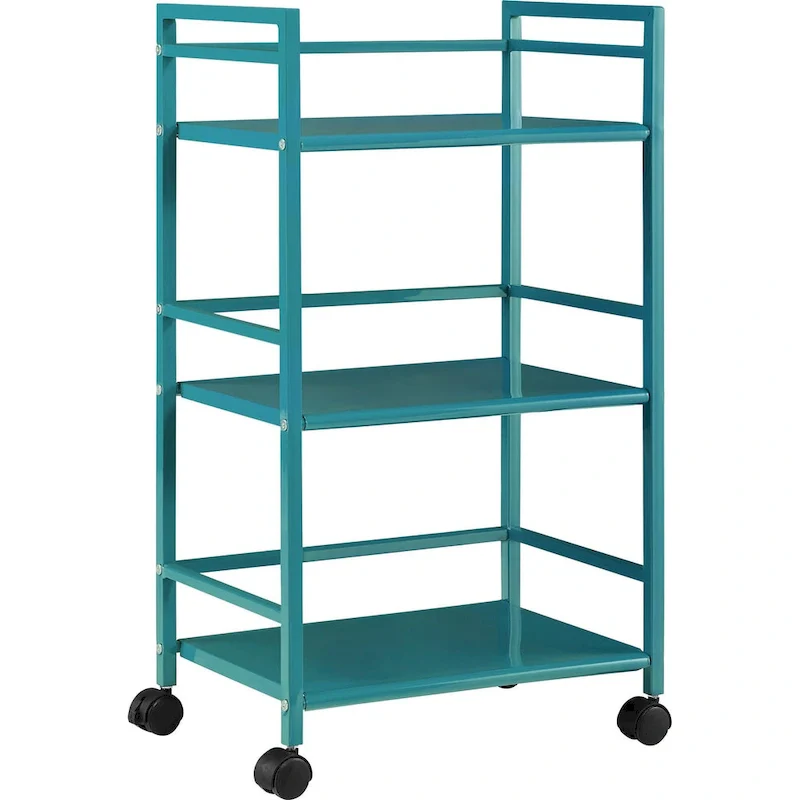 Avenue Greene Emerald 3 Shelf Metal Rolling Utility Cart