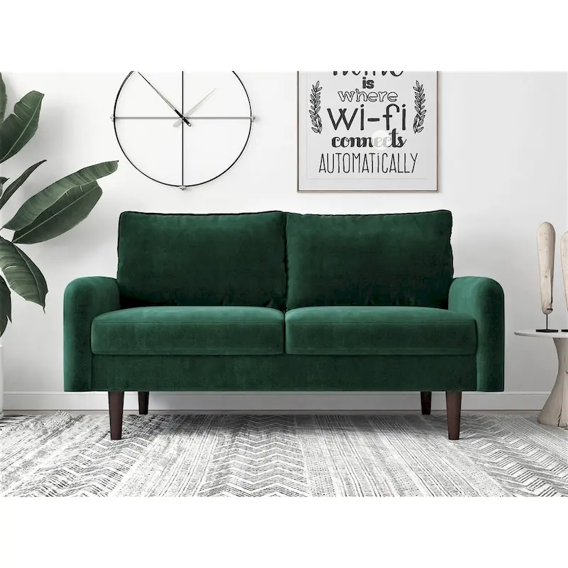 Velvet 2-Seater Loveseat with Tapered Legs