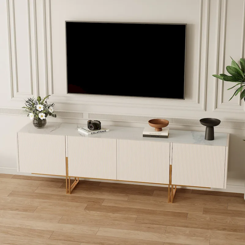 78.7  TV Stand, Entertainment Center with Faux Marble Top