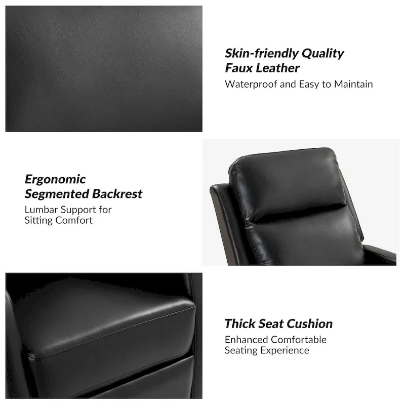 Modern Faux Leather Manual Rocking Swivel Recliner with Wingback