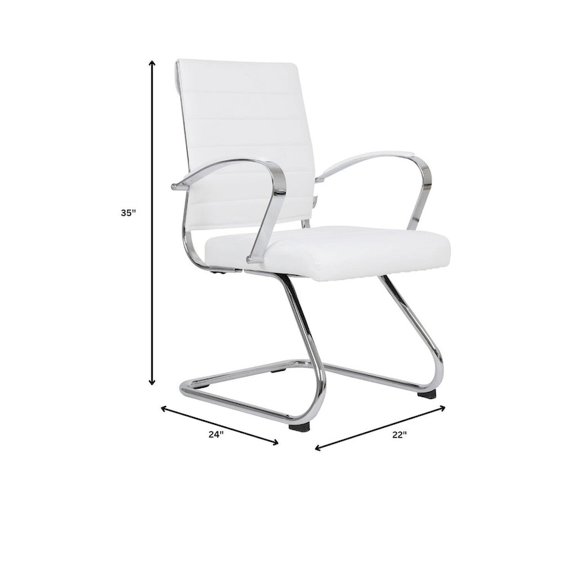 Leather Office Chair with Stainless Steel Sled Base Benmar Series by LeisureMod