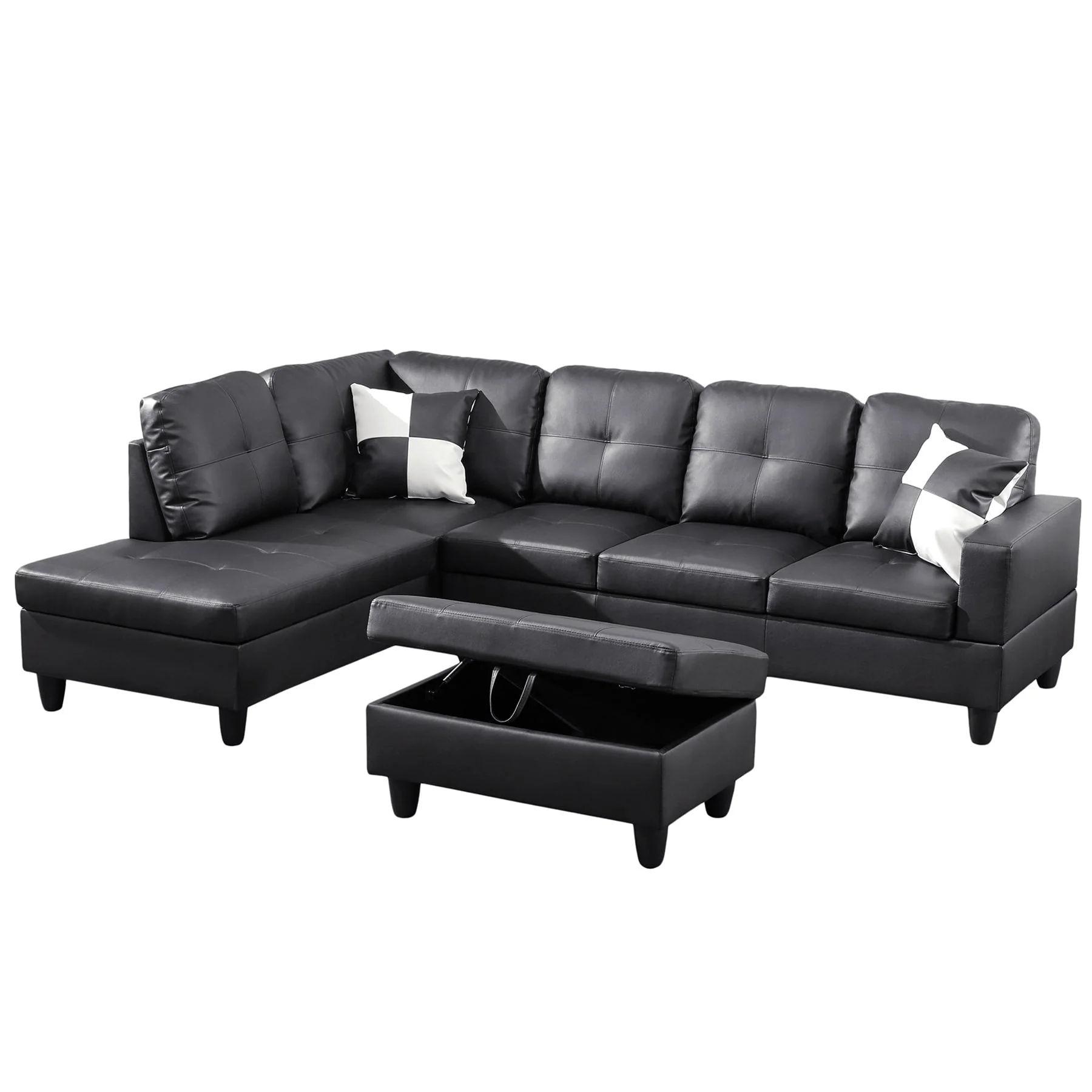 Semi PU Synthetic Leather 3-Piece Couch Living Room Sofa Set
