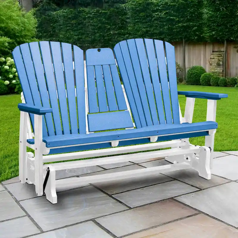 American Furniture Classics Two Seat Fan Back Glider with Drop Down Table/Cup Holder - N/A