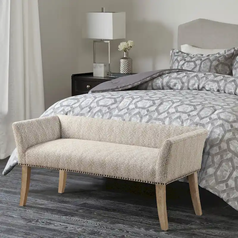 49.5 Upholstered Bench with Back & Wood Legs