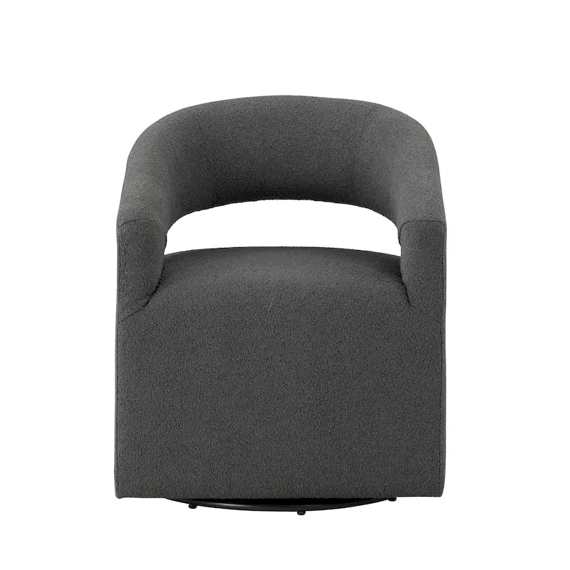 Boucle Swivel Barrel Chair - White/Charcoal - Single Seat