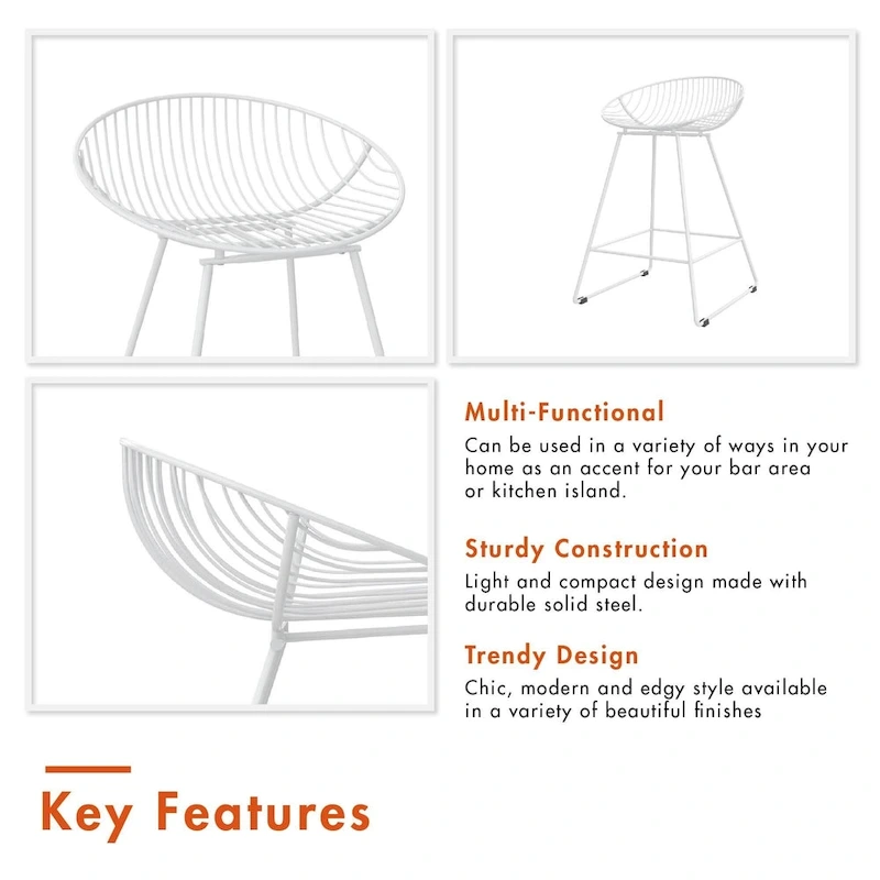 CosmoLiving by Cosmopolitan Ellis 24  Metal Counter Height Bar Stool