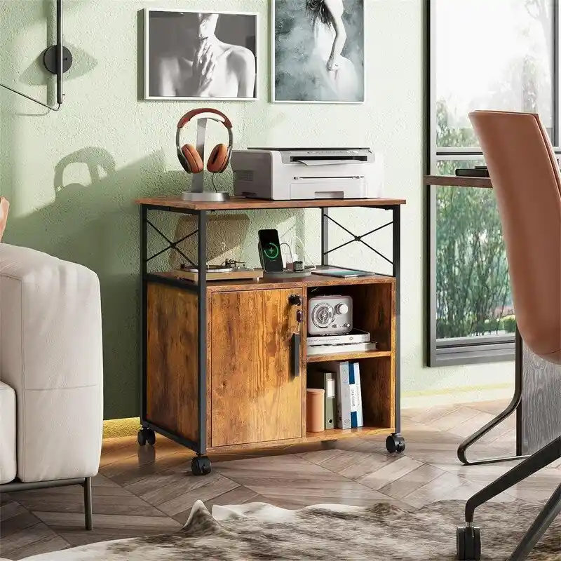 File Cabinet with Charging Station - 16.06D x 23.62W x 25.91H