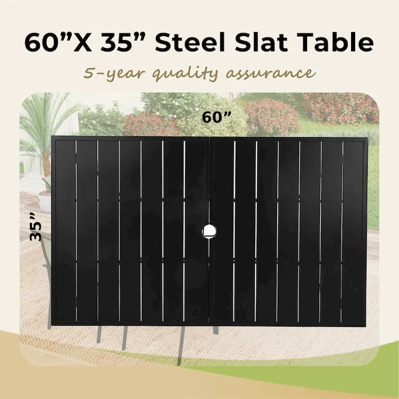 MAISON ARTS 7 Pieces Patio Dining Set, 6 x Swivel Dining Chairs with Cushion and 1 Metal Table with 2.6  Umbrella Hole