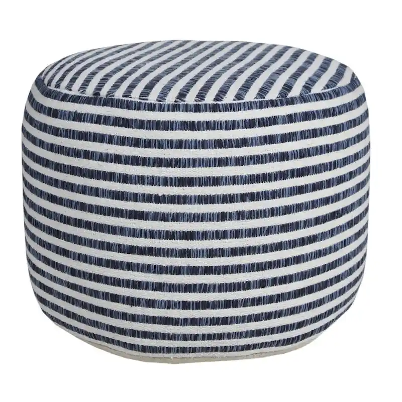 HomeRoots 18 Blue 100% Cotton Ottoman