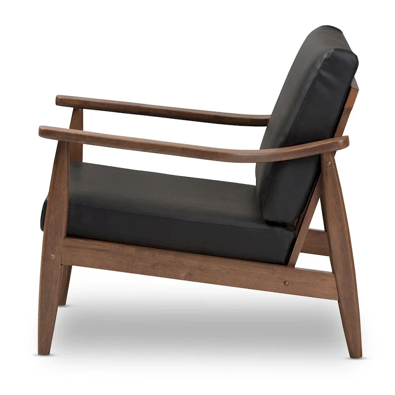 Mid-Century Lounge Chair with Solid Wood Legs and Upholstered Seat